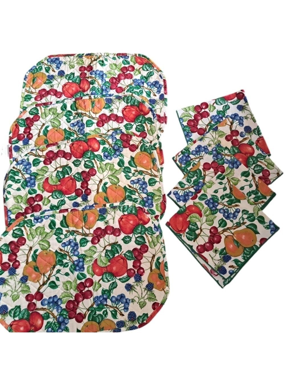 VTG KAY DEE RHAPSODY quilted fruit orchard placements napkins farmhouse USA